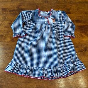 Sweet Dreams Blue gingham plaid reindeer embroidered nightgown size 2T